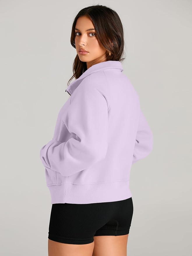 AUTOMET Womens Sweatshirts Half Zip Fleece Pullover Fall Outfits | Fall Fashion Clothes 2026,Cropped Sweatshirts,Cute Y2k Tops,Quarter Zipper Sweater,Winter Loungwear Outfits