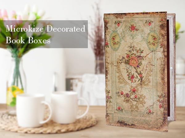Decorative Vintage Book Shaped Trinket Storage Box Rose Pattern | French Vintage Book Box Coffee Table Decoration