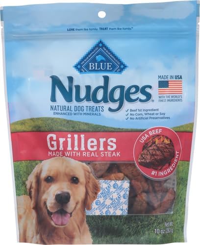 Blue Buffalo Nudges Grillers Natural Dog Treats, Steak, 10oz (Pack of 6)