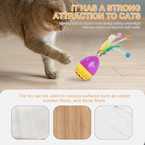 direfly 2025 New Interactive Cat Feather Ball Toy Set - Cat Toys with Feather Tails, Rolling for Indoor Cats & Kitten Exercise, Safe & Fun Play,It can Swing Without Falling Down, Durable (2 Set)