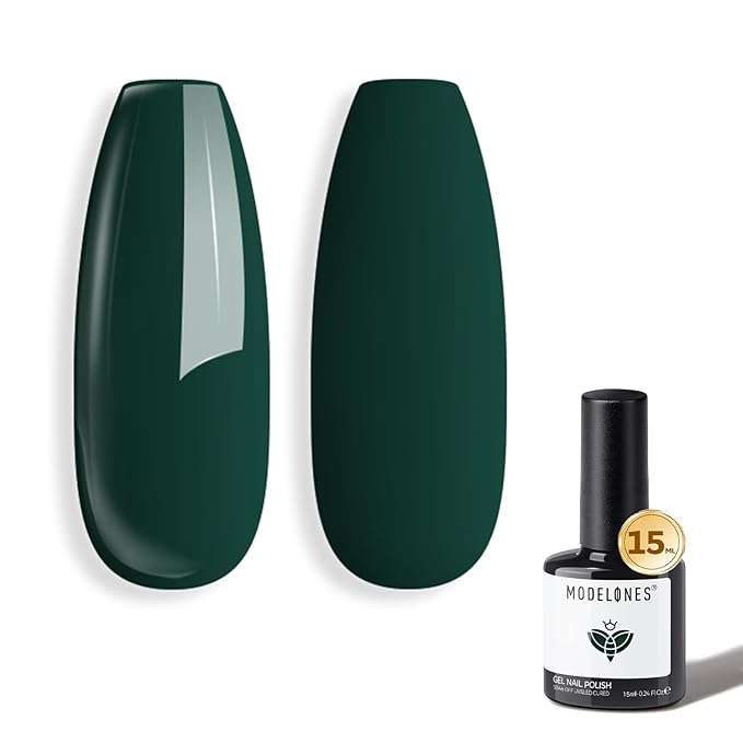 modelones Green Gel Nail Polish Deep Green Gel Polish Soak Off Foreset Nail Polish Manicure Gift 15 ML