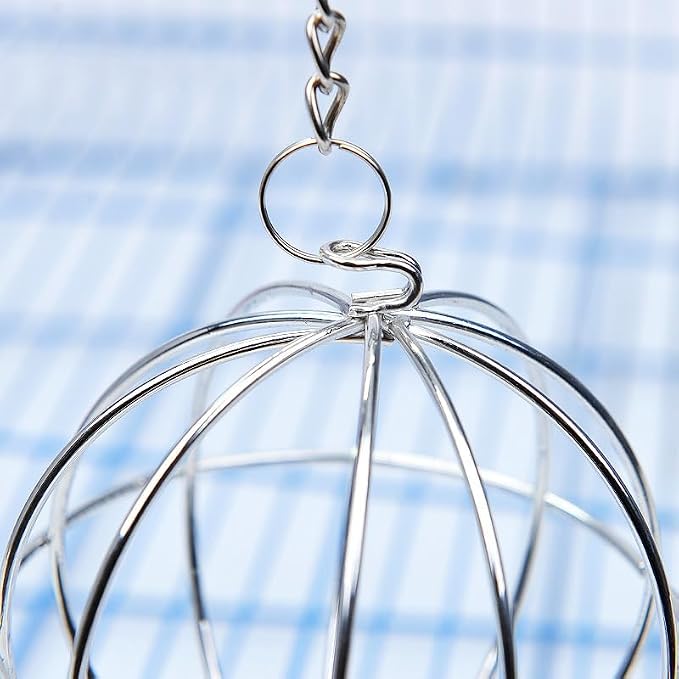 Rabbit Hay Feeder Ball, Stainless Steel Hanging Chew Toy and Forage Dispenser for Small Animals Cage, Hamsters Gerbils Chinchillas Guinea Pigs(Silver)