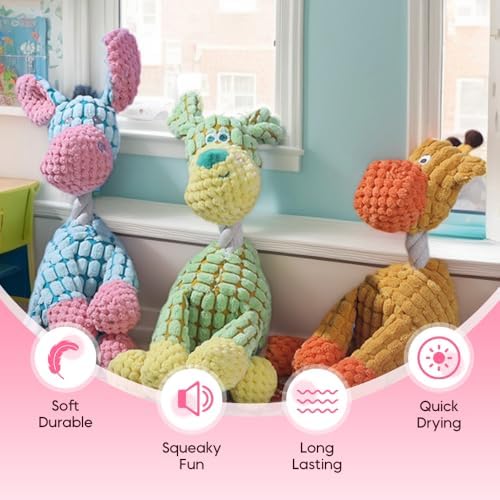 Eadwe 2026 New Dog Toys, Indestructible Plush Dog Toy, Dogs Toys for Aggressive Chewers, Dogs Squeaky Chew Toy for Indoor Pups Teething (H)