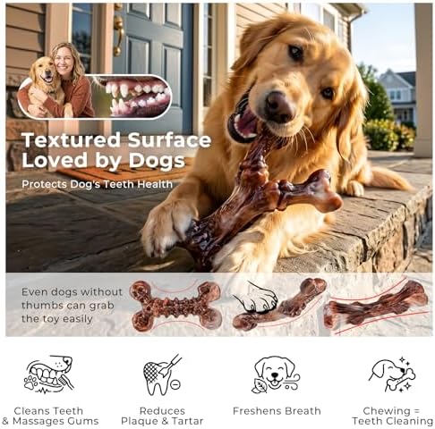 Kseroo 6-Pack Bacon Flavored Dog Chew Toys for Aggressive Chewers, Brown-XL