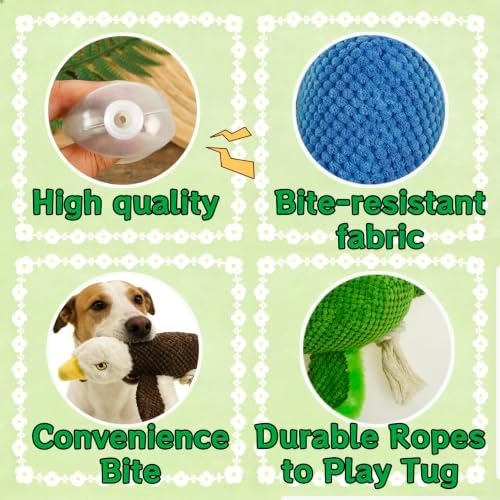Dog Squeaky Toy Plush Bald Eagle Dog Chew Toy with Knotted Rope Tassels, Teething Interactive Tug Toy for Puppies & All Dog Breeds