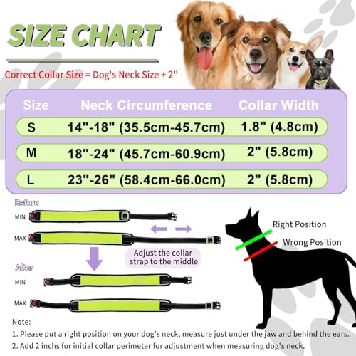 Martingale No Pull Dog Collar for Large Medium Dogs Training Walking, Heavy Duty Nylon Reflective Adjustable Anti Pull Slip Collar with Buckle M Green