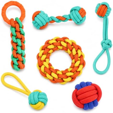 Aitmexcn Dog Rope Toys, 6 Pack Cotton Puppy Teething and Chew Toys