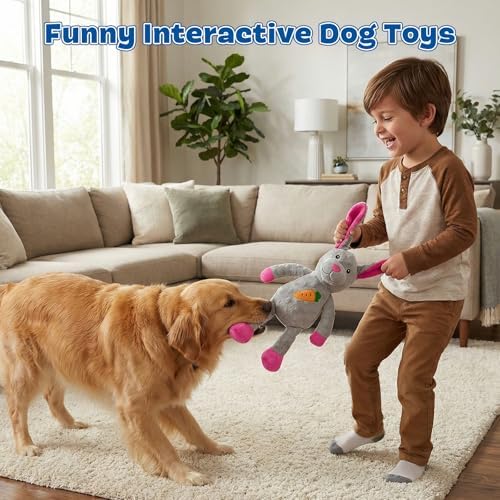 loncoldy Plush Dog Toys for Large Dogs, Tough Chew Toys for Dogs, Stuffed Animals Dog Squeaky Toy for Large Medium Small Breed, Interactive Crinkle Dog Toy, Pet Toys to Keep Them Busy