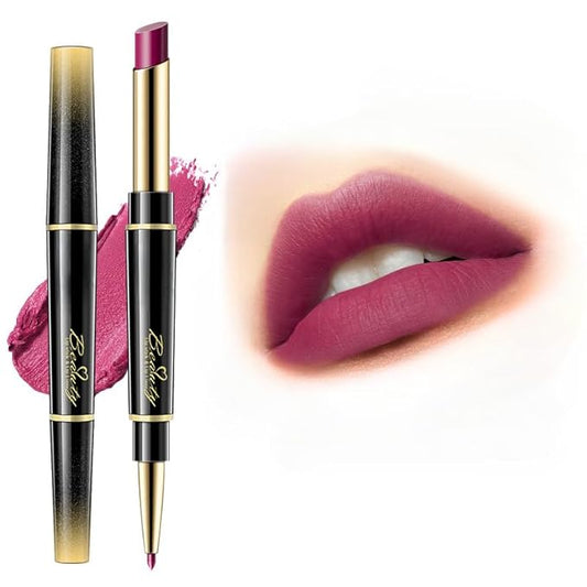 Double Head Lipstick and Lip Liner - Long-lasting Makeup - Waterproof Daily Glamour Makeup (5#berry color)