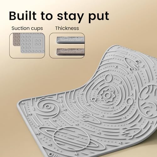 OHMO Lick Mat for Dogs&Cats, Space Pattern, 6×10", 2pcs, Beige&Light Grey