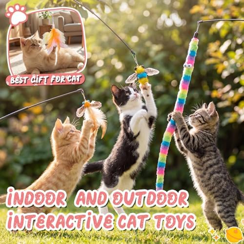 Leitee 50 Pcs Cat Feather Toys Bulk Wand, Mixed Color, Mixed Style