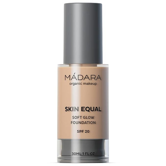MADARA Liquid Foundation Face Makeup – Skin Equal Soft Glow Mineral Foundation SPF15 IVORY 20-30 ml, Hyaluronic Acid, Buildable Medium Coverage, Dewy Finish, Vegan, COSMOS natural certified
