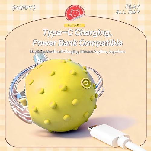 Interactive Cat Toy, Auto Chirping Ball 3 Tails, Self Play Indoor