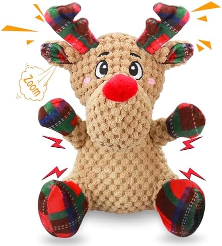 Newget Christmas Squeaky Dog Toys, Plush Dog Chew Toys with Crinkle Paper