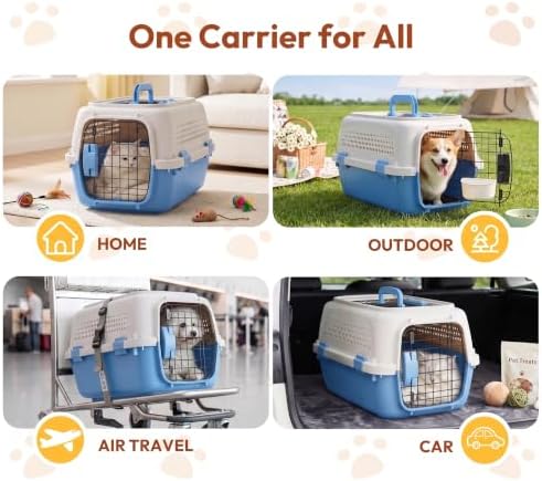 Airline Approved Cat Carrier, Dual-Entry Pet Carrier with Security Latches
