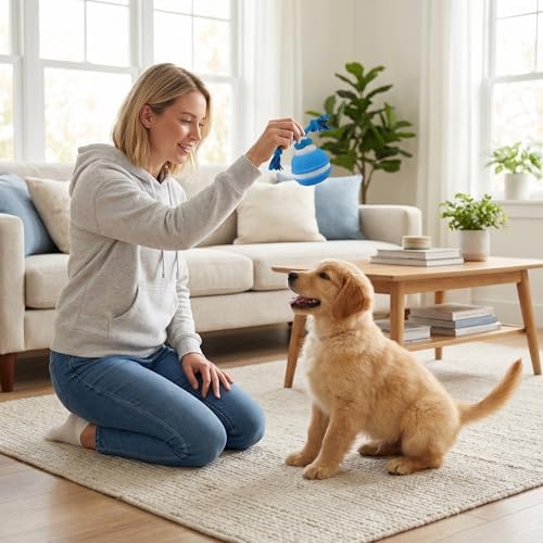 Winb Interactive LED Dog Ball （4 inch）- USB Rechargeable Motion-Activated Rolling Toy for Small to Large Dogs, Dogs Ball Play and Wicked Fun, Squeaky Sound & Stimulation, Blue