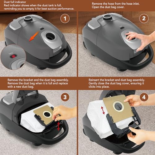 Akitas C11 Bagged Canister Vacuum Cleaner, Light Weight HEPA Filtration, 33ft Cleaning Radius with Retractable Cord, Ideal for Hard Floors & Low-Pile Carpet Extra Floor Brush
