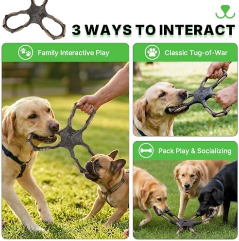 3 Way Doy Toys, Dog Tug Toy for Multiple Dogs, Dog Chew Toys, Black