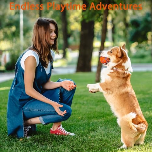 Beieverluck 8 Pack Dog Toy Balls Tennis Ball for Aggressive Chewers, 3.0'' Indestructible Dog Teething Chew Toys Fetch Ball for Medium Large Dogs