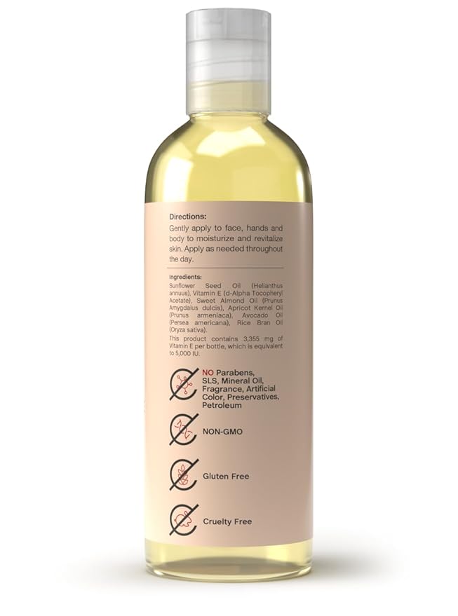 Coera Vitamin E Oil | 5,000 IU | 4 fl oz | Moisturizing & Nourishing Skin Oil for Face, Hands, and Body | Free of Parabens, SLS, & Fragrances