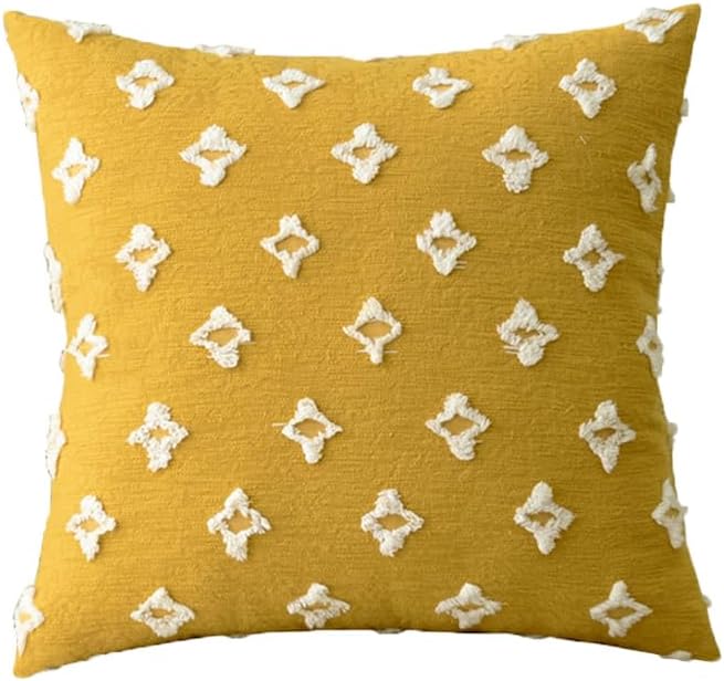 Pack of 2 Flower Tufted Throw Pillows Embroidered Flowers 3 Size and Color Options Come with Inserts (Gray, 18"x18" with Insert)