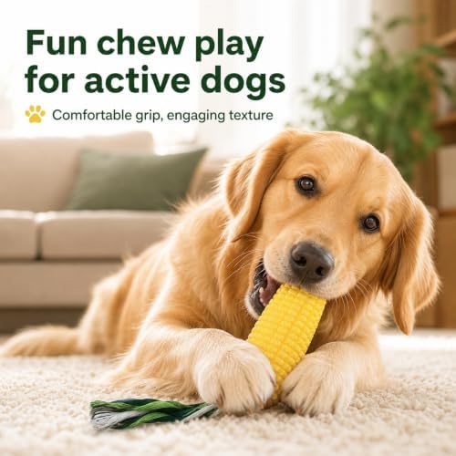 1 Piece Corn Dog Chew Toy for Dogs - Interactive Floating Teething Toy, Durable TPR Chew Toy for Aggressive Chewers, Puppy Teething & Dental Care Toy for Small Medium Large Dogs, 5.6x5.6x14.7cm