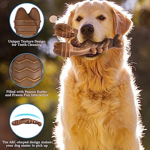 NEZIN Dog Toys for Aggressive Chewers, Indestructible Toys for Large Dogs, Dog Chew for Large Medium Small Breed, 3 Pack Super Chewer with Tough Nylon, Gift for Dogs