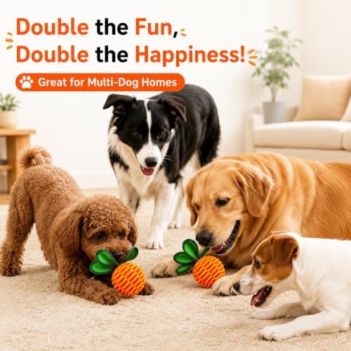 Dog Treat Dispensing Puzzle Toy with Squeaker – Interactive Chew Ball for Small & Medium Dogs, Mental Stimulation & Anxiety Relief (2)
