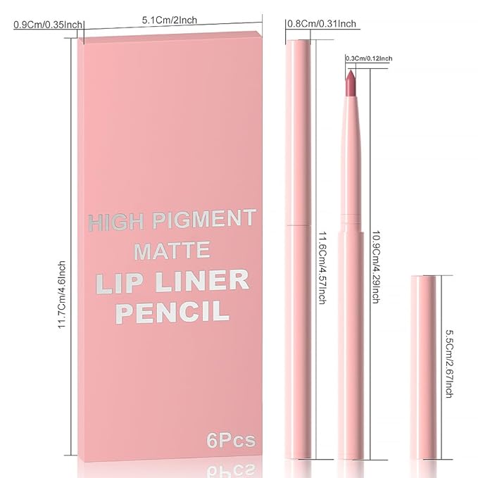 6 Pcs Retractable Natural Nude Brown Beige Colors Lip Liner Lipstick Pencils Set for Shaping & Sculpting Lips,Ruby Mauve Red Rose Pink Plum Purple Taupe Creamy Matte Velvet Pigmented Crayon