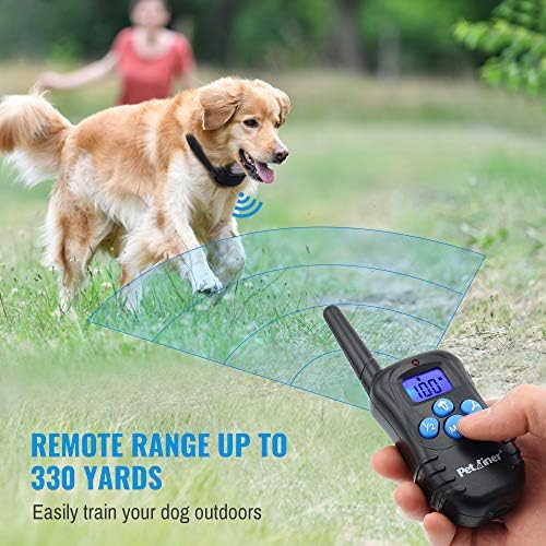 Petrainer PET998DRB1 Dog Training Collar Rechargeable and Rainproof 330 yd Remote Dog Training Collar with Beep, Vibra and Static Electronic Collar, black