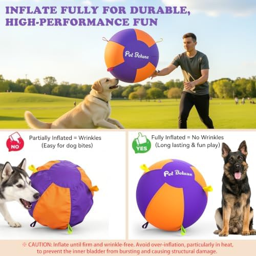 18" Herding Ball for Dogs, 2026 Upgraded Herding Ball with Heavy-Duty Cover & High-Output Pump – Interactive Dog Toy for Australian Shepherds, Border Collies & Herding Breeds, Outdoor Training & Play