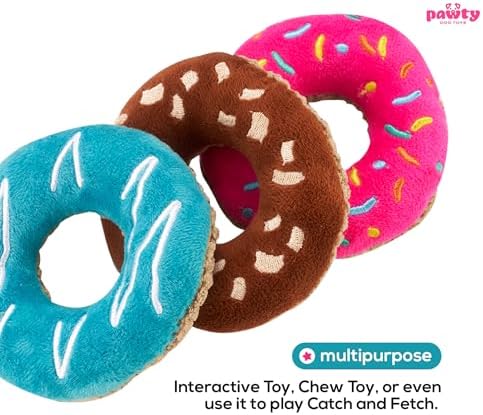 Donut Box Interactive Toy - Plush Interactive Food Shaped Parody Toy - Fetch Funny Cute Chew Toy - Cute Dog Gifts for Favorite Dog Birthday