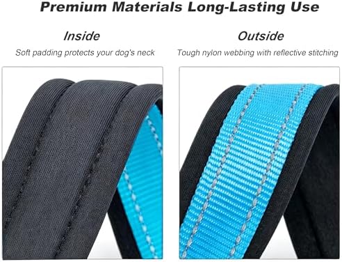Reflective Dog Collar for XLarge Dogs Wide Padding 6 Holes Adjusta