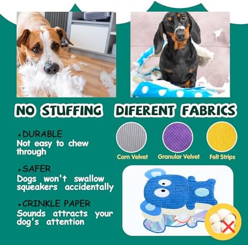 8 Pack No-Stuffing-Dog-Squeaky-Toys,Crinkle-Puppy-Toy Pet-Entertaining-Toy