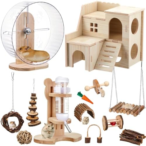 18 Pcs Hamster Accessories for Cages 10 Kinds Hamster Toys Set