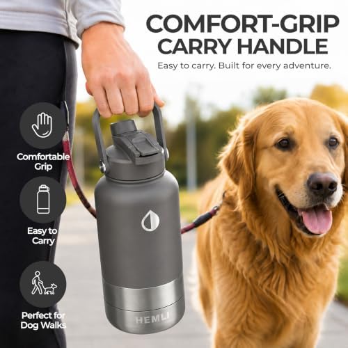 32 oz. Dog Water Bottle, Insulated Dog Travel Water Bottle, Stainless Steel Pet Water Bottle Dispenser Portable Food and Water Bowl for Dogs for Walking Dog Canteen Travel Kit