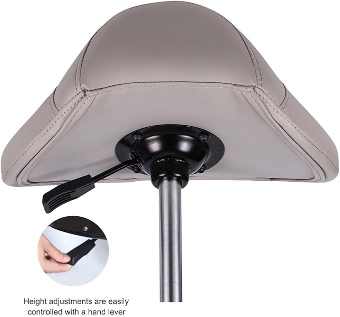 Kaleurrier Saddle Stool Rolling Swivel Height Adjustable with Wheels,Heavy Duty Saddle Chair,Ergonomic Stool Chair for Hair Salon Lab Clinic Dental Massage Home Office Kitchen (Grey, Without Back)