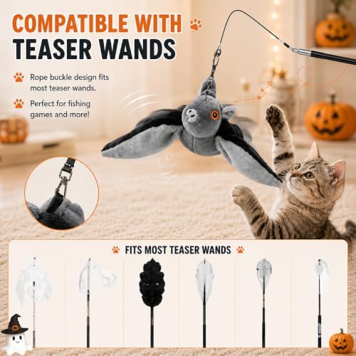 Flying Bat Dog Toy, Flying Bat Toy for Dogs, Flapping Bird Interactive Cat Toy, Cute Flapping Wings Electric Teasing Cat/Dog Toy, Hanging and Ground Play (2Pcs)