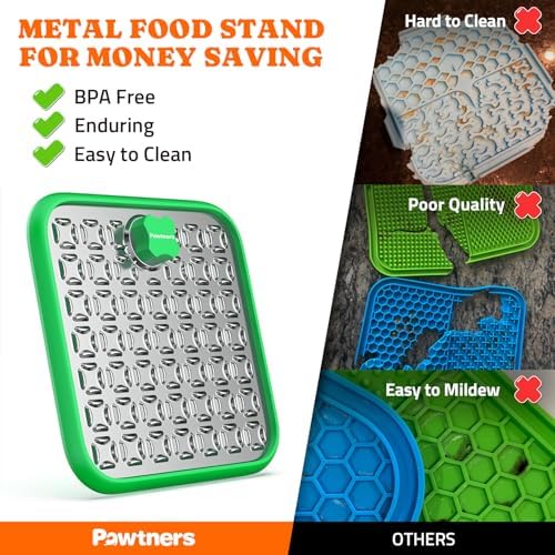 Pawtners Stainless Steel Large Lick Mat for Dogs, 2 Pack, Green