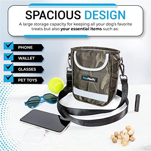 Dog Training Treat Pouch – Treat Bag for Dog Training with Built-in Poop Bag Holder – Waist Dog Training Pouch with Reflective Strips – Fanny Pack for Dog Training