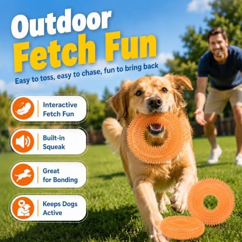 Squeaky Dog Toys for Aggressive Chewers, Floating Donut Ring for Large Dogs