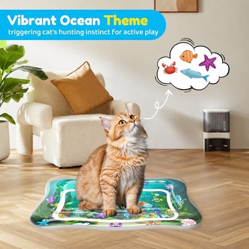 Interactive Cat Toys for Indoor Cats Water Mat with Floating Fish