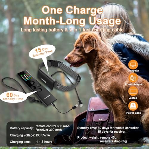4 Dogs Shock Collar, 1640FT Dog Training Collar with Remote, Waterproof Electric Educator, Smart Anti-bark Trainer, 4 Modes Stop Bad Behaviors, Security Lock, Rechargeable e-Collar for Puppy