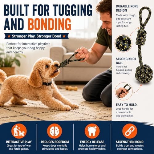 Dog Toys for Small Dogs, 5 Pack Interactive Dog Toy Bundle with Plush Duck, Squeaky Football Chew Toy, Rope Tug Toy and Waste Bags, Enrichment & Training Toys for Small BreedsRed