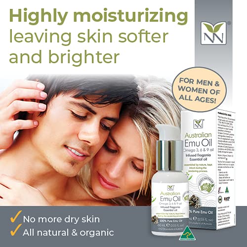 Y Not Natural Pure Emu Oil - Organic Moisture for Face, Body, Hair, Scalp & Nails - Rich in Omega 3-6-9, Vitamins & Essential Minerals - Australian Emu Oil (60ml) 2.03 fl oz - Fragonia