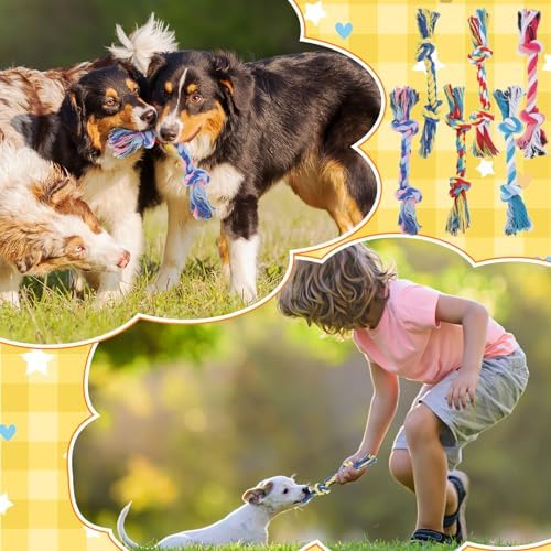 RoundFunny 100 Pcs Knot Rope Dog Toys Multi Color