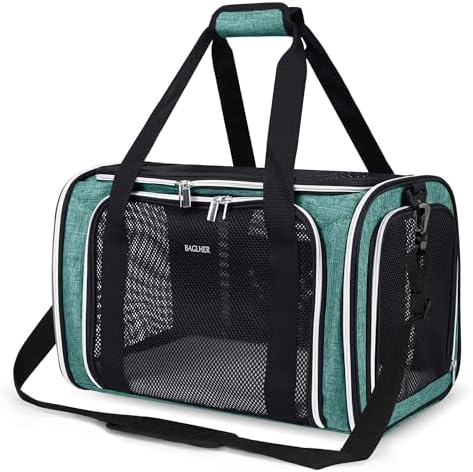 BAGLHER Pet Travel Carrier, Cat Carriers Dog Carrier for Small Medium Cats Dogs Puppies, Airline Approved Small Dog Carrier Soft Sided, Collapsible Puppy Carrier. Green