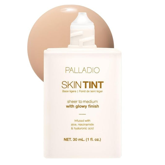 Palladio Skin Tint with Aloe, Niacinamide and Hyaluronic Acid, Sheer to Medium Coverage, Glowy Finish, Brightening and Blurring Lightweight Foundation Makeup (Fair Porcelain)