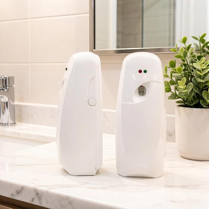 Automatic Diffusers, Battery Operated Scent Dispenser Wall Mount & Tabletop Aromatherapy Sprayer, Adjustable Spray Frequency Air Freshener for Home Bathroom Office Hotel(2 Pack)