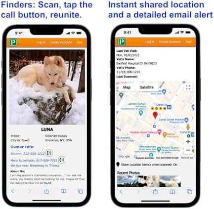 Pet Dwelling Aluminum QR Pet ID Tag – Smart Dog & Cat Tags with Free Personalized Online Profile, Instant Scan Alerts & AI-Powered Insights (Square Red)